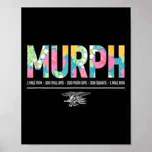 Póster Día de Conmemoración de Murph Tropical Wod Ejércit