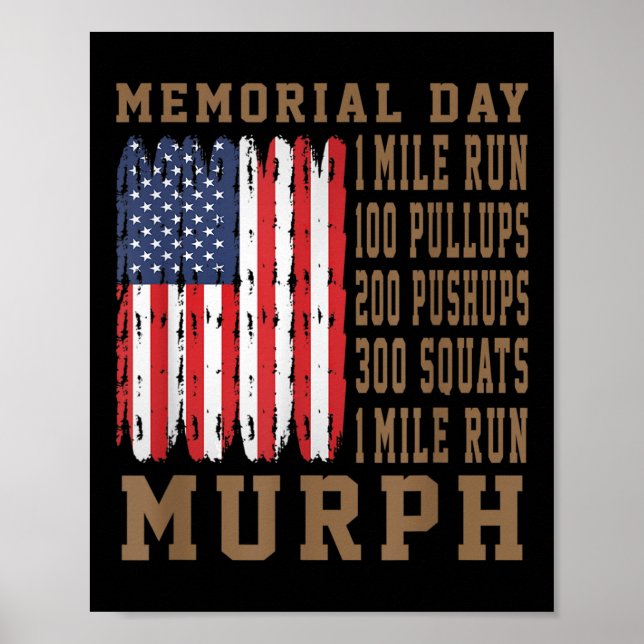 Póster Día de Conmemoración del Desafío Murph Workout Ame (Frente)