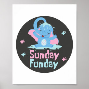 Póster Día de diversión dominical Kawaii divertido ducha