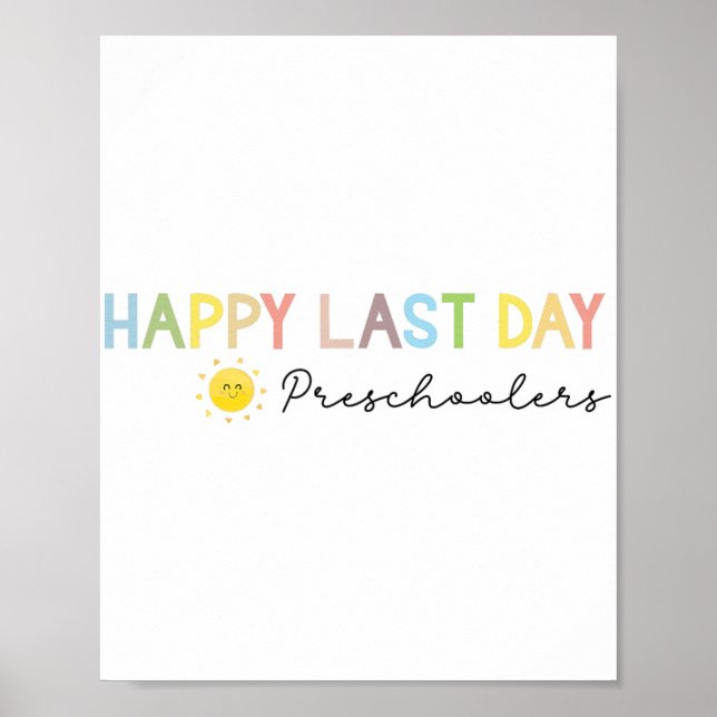Póster Día De Enseñanza Escolar Preescolar Fin De Año (Frente)