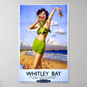 Póster Día de fiesta británico British Rail de la playa