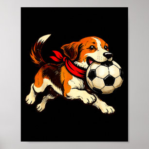 Póster Día de juego de fútbol divertido perro Beagle