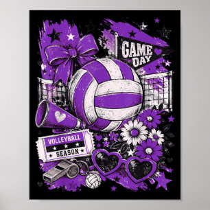 Póster Día de juego de voleibol Chicas Mamá de voleibol V