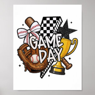 Póster Día de Juego Mamá Béisbol Mamá Para Mujeres Niña C