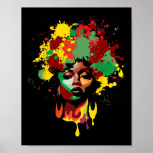 Póster Día de Juneteenth Mujer Negra Reina Afro Melanina