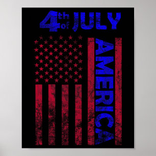 Póster Día De La Bandera Estadounidense 4 De Julio Feliz 