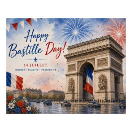 Póster Día de la Bastilla Arco del triunfo París Francia 