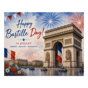 Póster Día de la Bastilla Arco del triunfo París Francia