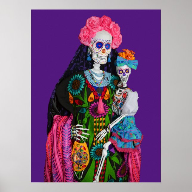 Póster Día de la Catrina y el Niño del Cráneo del Azúcar  (Frente)