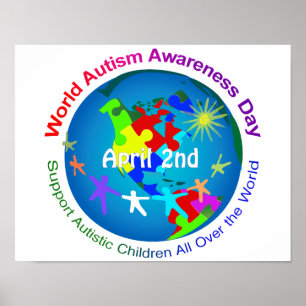 Póster Día de la conciencia del autismo del mundo