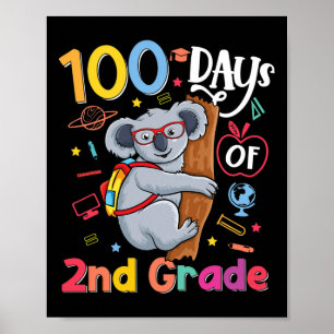 Póster Día De La Escuela Niños De Segundo Grado Koala 100