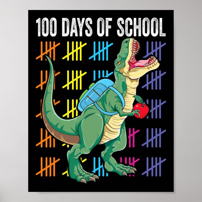Póster Día De La Escuela Para Niños Pequeños T-rex (Frente)