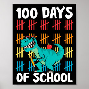 Póster Día De La Escuela Profesores Niños Niños Dino Happ