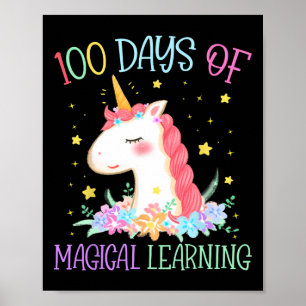 Póster Día De La Escuela Unicornio 100 Días Magical Learn