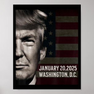 Póster Día de la Inauguración Bandera estadounidense Trum