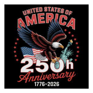 Póster Día de la Independencia 250 Aniversario USA Patrió
