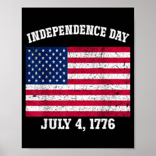 Póster Día de la Independencia 4 de Julio 1776 Bandera Am