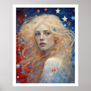 Póster Día de la Independencia 4 de julio Fuegos artifici