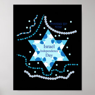 Póster Día de la Independencia 72 Bandera judía israelí