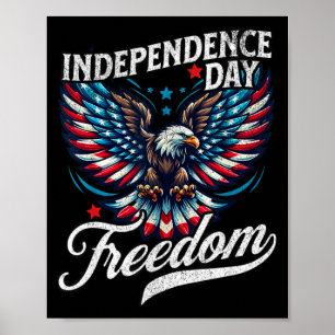 Póster Día de la independencia águila patriótica estrella