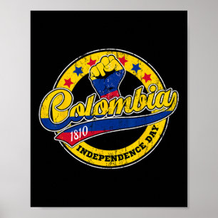 Póster Día de la Independencia Bandera Colombia Estilo re
