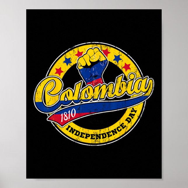 Póster Día de la Independencia Bandera Colombia Estilo re (Frente)