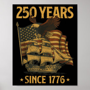 Póster Día de la Independencia cumpleaños 250 Águila calv