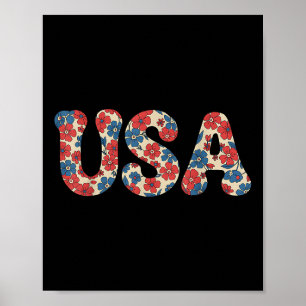 Póster Día De La Independencia Floral Usa Coquette Bow 4