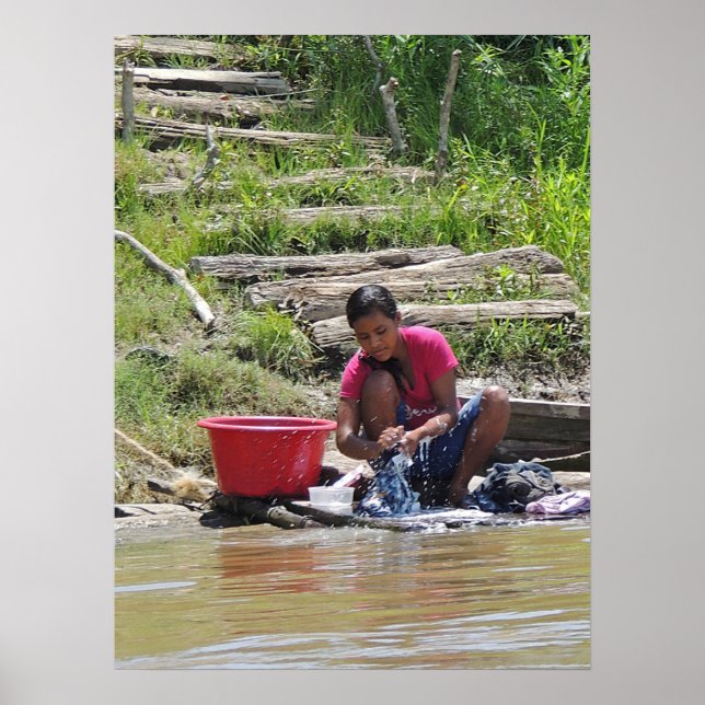 Póster Día de la lavandería en el río (Frente)