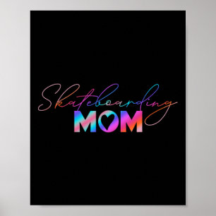 Póster Día de la Madre Adorable Mamá Patineta Arcoíris