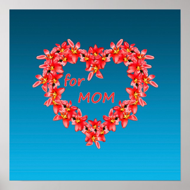 Póster Día de la Madre - Corazón de Tulipán para MAMÁ - A (Frente)