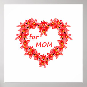 Póster Día de la Madre - Corazón de Tulipán para MAMÁ - I