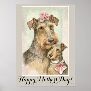 Póster Día de la Madre Cute Airedale Terrier Dog Mom