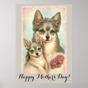 Póster Día de la Madre Cute Alaskan Klee Kai Dog Mom