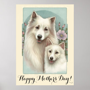Póster Día de la Madre Cute American Eskimo Dog Mom