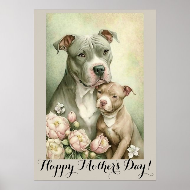 Póster Día de la Madre Cute American Pit Bullterier Dog M (Frente)