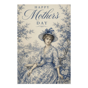 Póster Día de la Madre Dama Victoriana Vintage Jardín