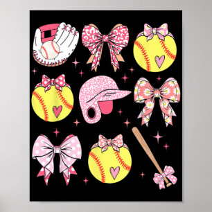 Póster Día de la Madre de mamá Coquette Pink Bow Softball