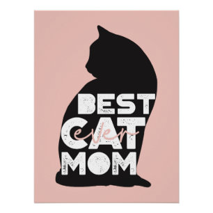 Póster Día de la Madre Divertido Rosa Mejor Gata Mamá del