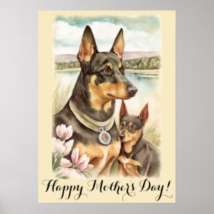Póster Día de la Madre dulce mamá de perro Kelpie austral