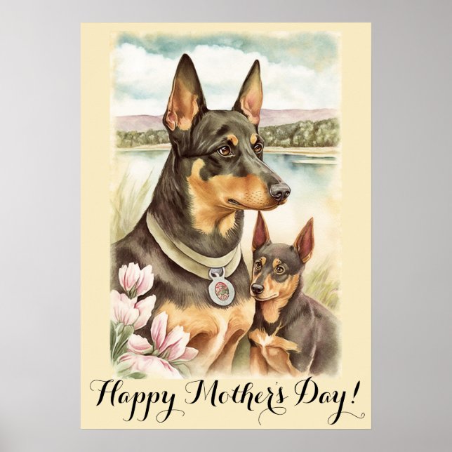 Póster Día de la Madre dulce mamá de perro Kelpie austral (Frente)