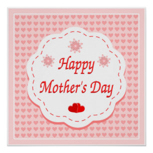 PÓSTER "DÍA DE LA MADRE FELIZ" CORAZONES DE ROSA