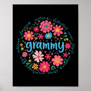 Póster Día de la Madre Grammy Para La Abuela Floral De Fl