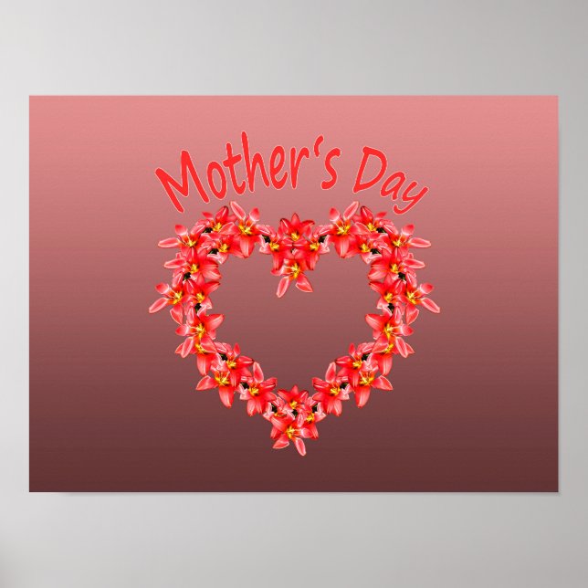Póster Día de la Madre - Ilustración de Corazón de Tulipá (Frente)