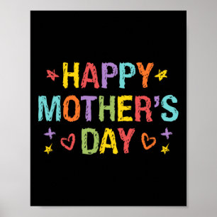 Póster Día de la Madre Para Niños Chicas Niños Feliz Día 