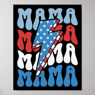 Póster Día de la Madre Patriótico Mama Retro 4 De Julio