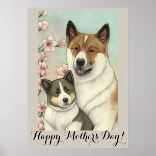 Póster Día de la Madre, querida Akita, mamá de los perros