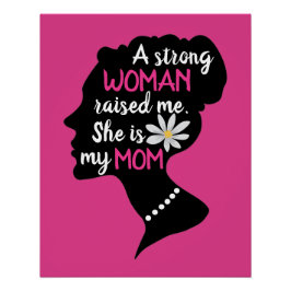 Póster Día de la madre rosa, una mujer fuerte inspiradora