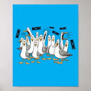 Póster Día de la Madre Vida Oceánica Mamá Gaviota Diverti
