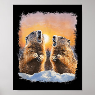 Póster Día de la Marmota Aullando al Amanecer Tanque de M
